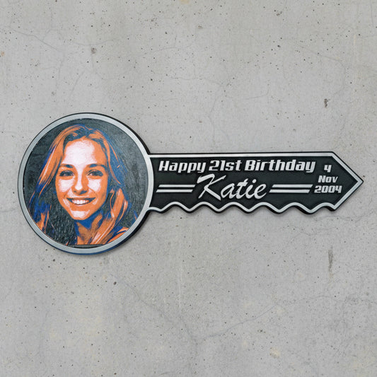 Personalised 21st Birthday Key - 3D Photo Insert MDF Plaque