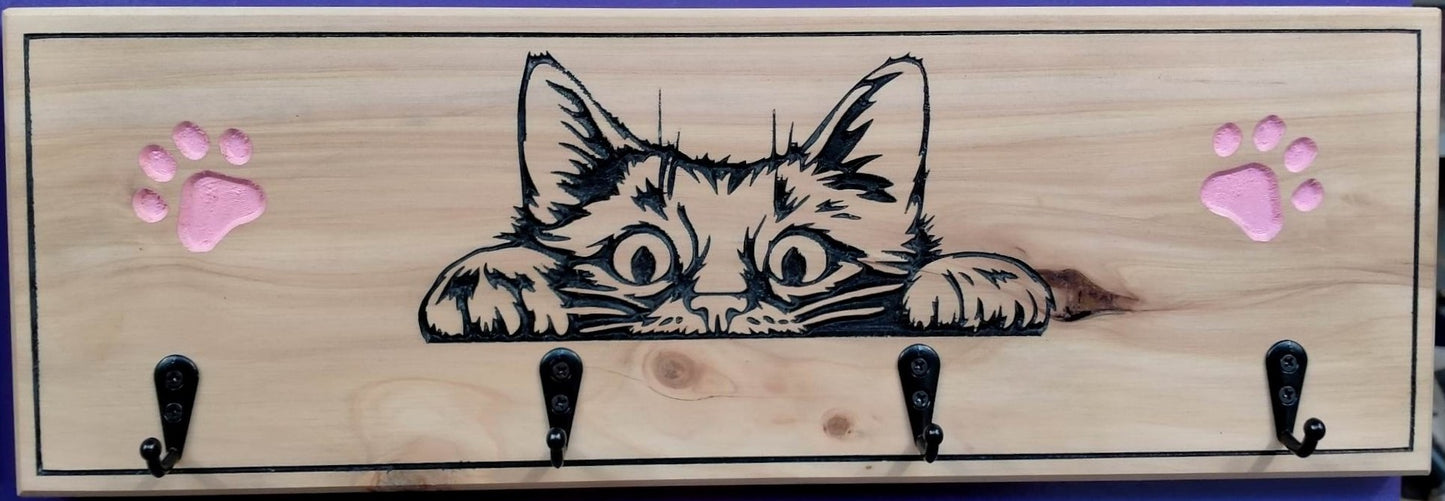 Key Holder - Peeking Cat