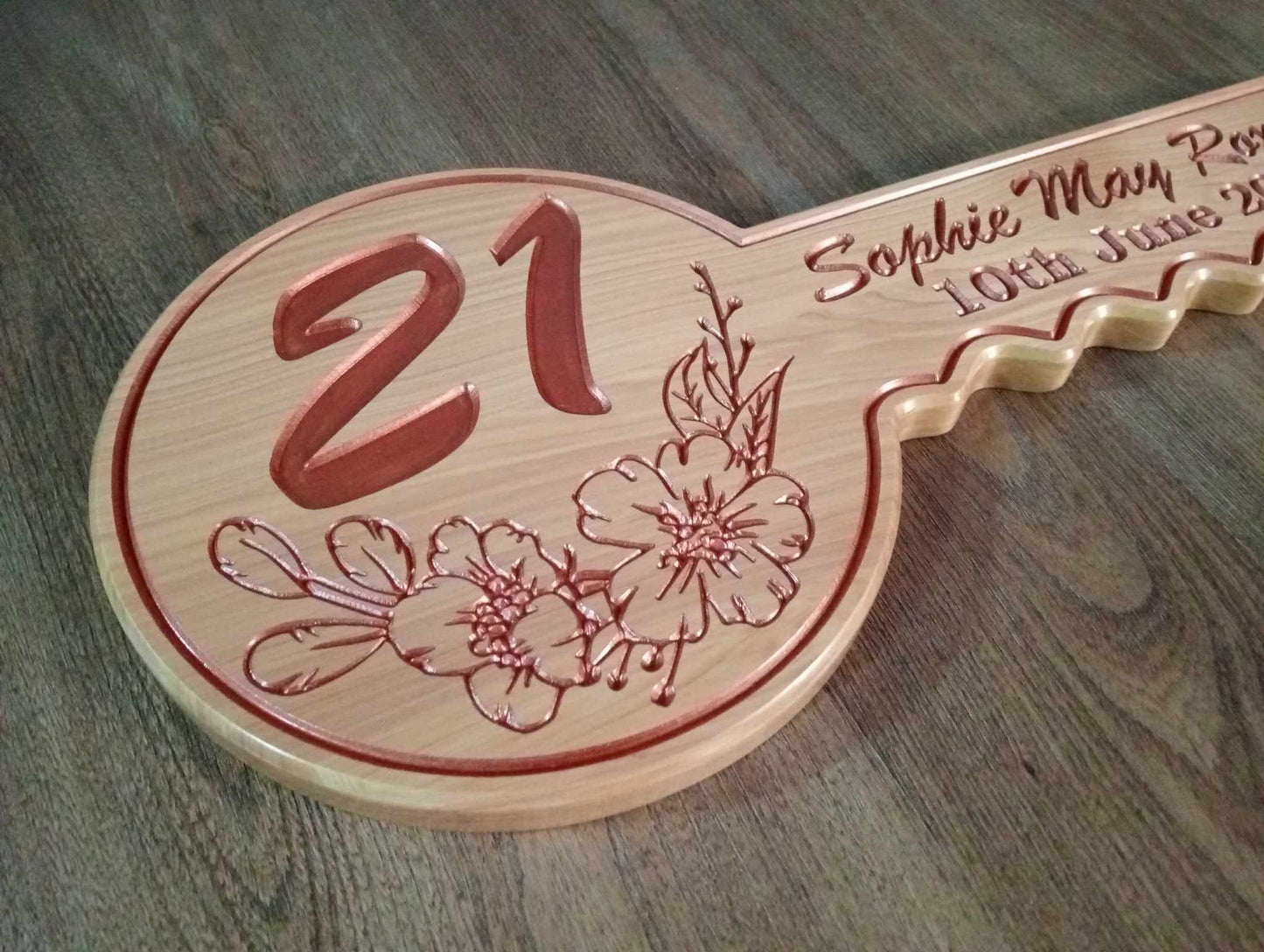 Personalised 21st Birthday Key - Macrocarpa
