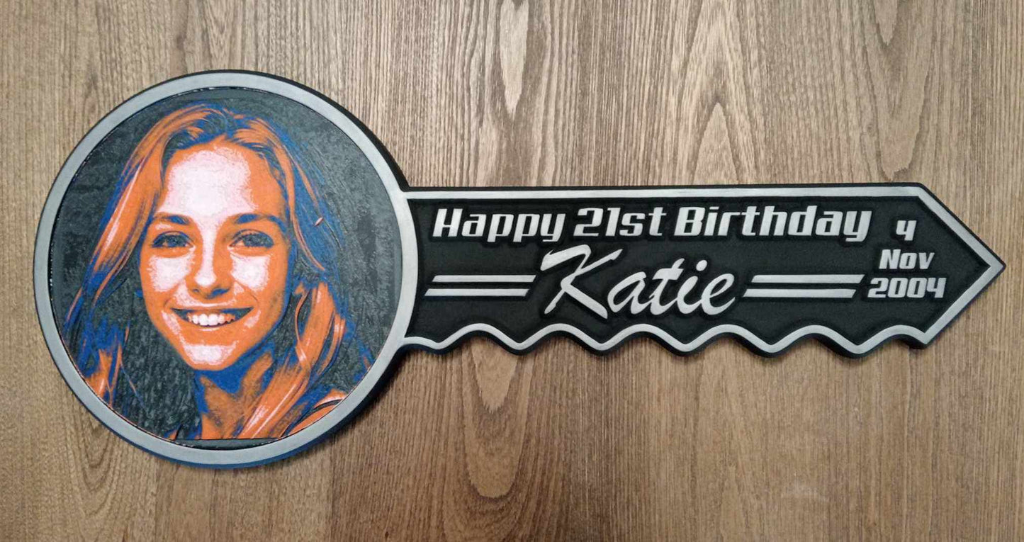 Personalised 21st Birthday Key - 3D Photo